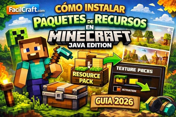 Cómo instalar paquetes de recursos en Minecraft Java Edition (Guía completa 2026)