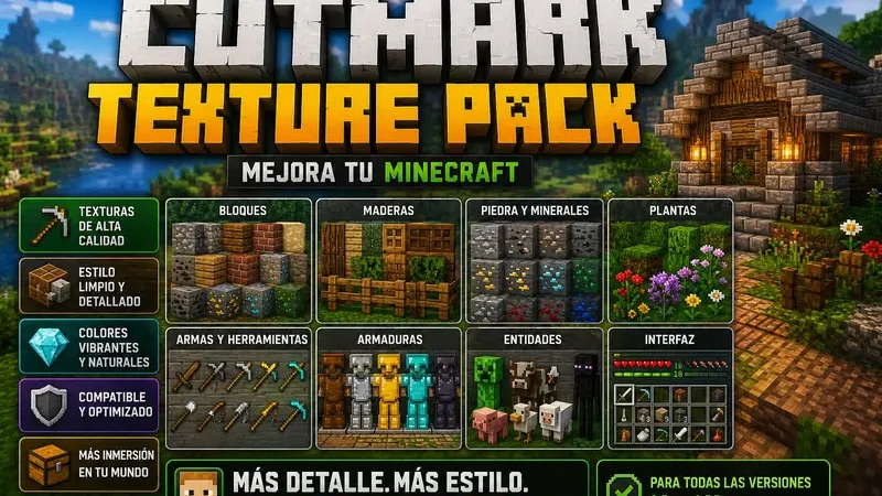 Cutmark Texture Pack para Minecraft: Herramientas y Armas 3D con Estilo Vanilla