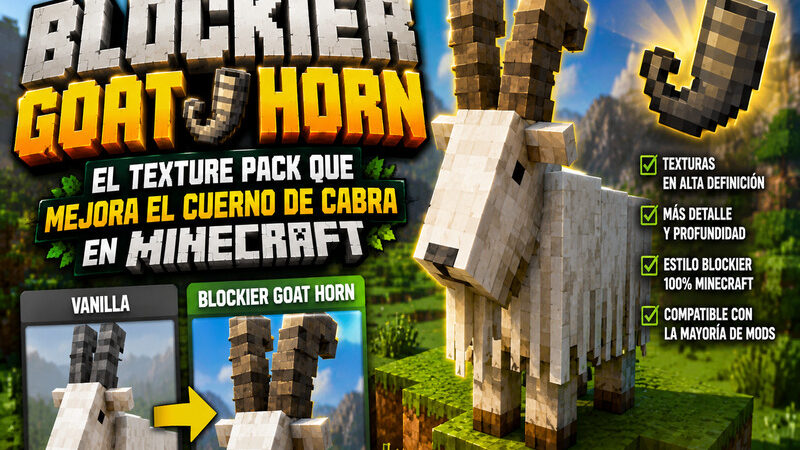 Blockier Goat Horn: El Texture Pack que Mejora el Cuerno de Cabra en Minecraft