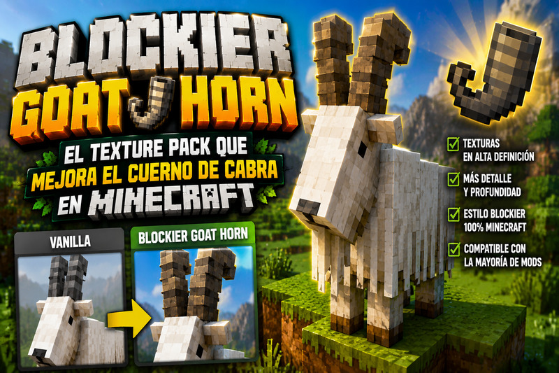Blockier Goat Horn: El Texture Pack que Mejora el Cuerno de Cabra en Minecraft